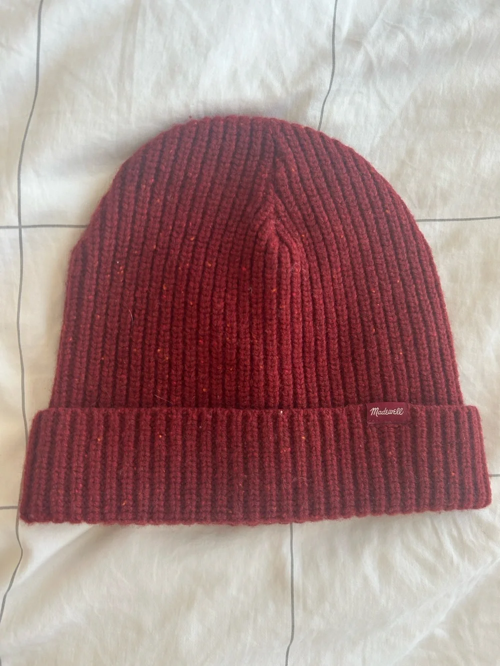 Madewell Red Ribbed Knit Cuffed Beanie